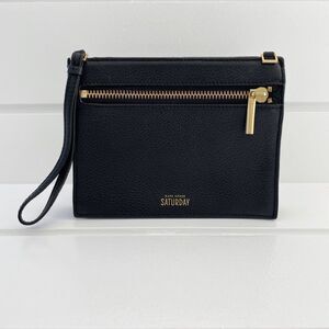 Kate Spade Saturday Women's Zip Closure Black Pebbled Leather Clutch Wristlet